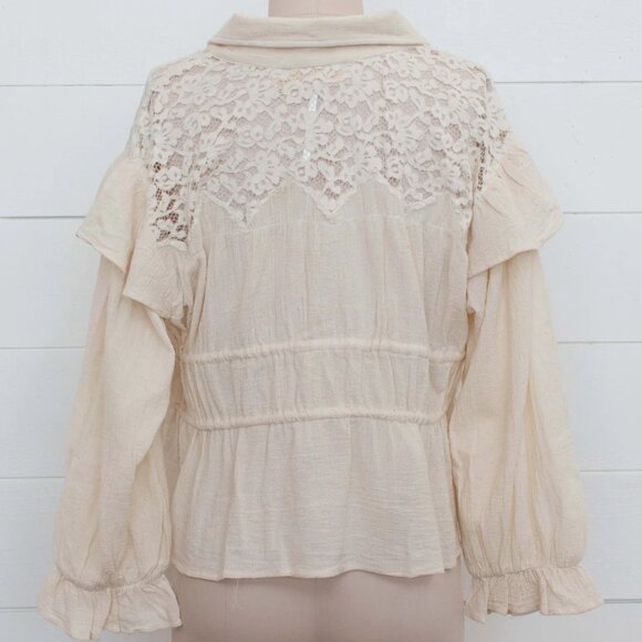 NWOT Jen’s Pirate Booty Kiedis Top - Natural Bohemian Boho Western Long Sleeve - Picture 3 of 7